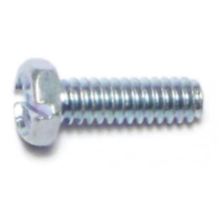 #10-24 X 5/8 In Slotted Hex Machine Screw, Zinc Plated Steel, 40 PK